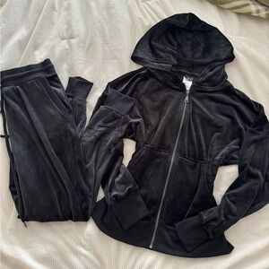 Black Velour Hoodie and Jogger Set